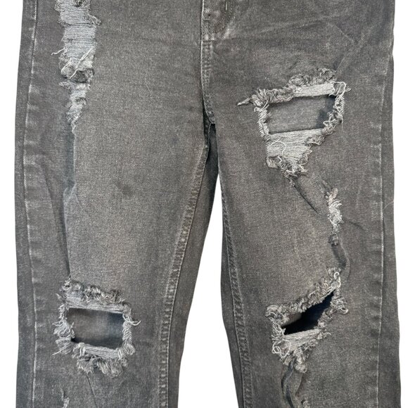 Fashion Nova Black Distressed Mom High Waisted Jeans Pants Straight Leg Size 5 - Picture 3 of 7